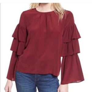 MADEWELL WATERLILY SILK RUFFLE BLOUSE NWT